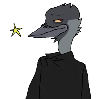 😏 uccello, cartone animato, emo, personaggio telegram sticker