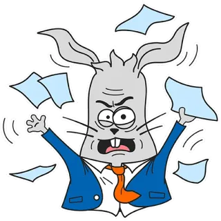 😡 Hase, wütend, Stress, Büro, Papier, Cartoon telegram sticker