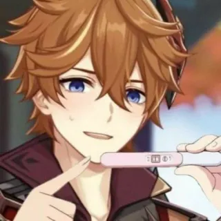 🥰 Tartaglia Genshin Impact video game, anime, pregnancy test, tartaglia, genshin impact, reaction telegram sticker