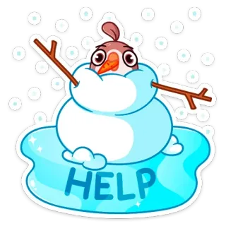 ⛄️ HELP snowman, bird, snow, help, cartoon, winter, cold telegram sticker