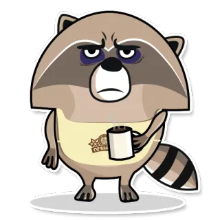 😞 너구리, 커피, 동물, 만화, 졸린, 지친 telegram sticker