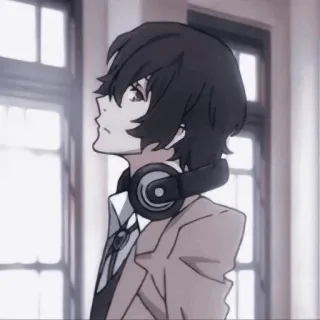 😕 Osamu Dazai Bungou Stray Dogs anime, manga, dazai, bsd, bungou stray dogs whatsapp sticker