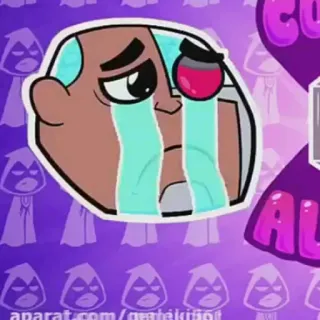 😭 Cyborg Teen Titans Go! cyborg, Teen Titans, piangere, triste, cartoni animati telegram sticker