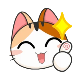 👍 고양이, 귀여운, 카와이, 동물, 스티커, 반짝이, 엄지척, 승인 telegram sticker