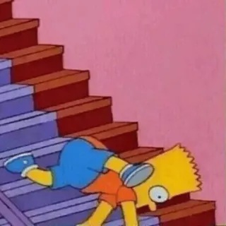 😑 Bart Simpson The Simpsons Bart Simpson, fallen, Treppe, Cartoon, Animation, gelbe Figur, Comedy whatsapp sticker