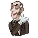 😉 character, cartoon, man, winking, suit, pointing telegram sticker