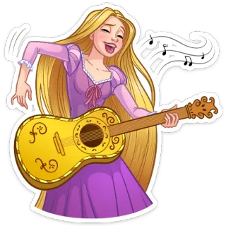 🎸 Rapunzel Tangled Raiponce, Disney, Raiponce, Dessin animé, Princesse, Guitare, Musique telegram sticker