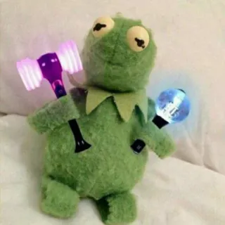 💜 Kermit kermit, grenouille, peluche, poupée, lightsticks, kpop whatsapp sticker