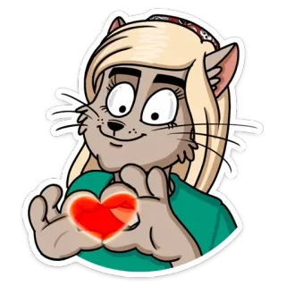 ❤ cat, anthropomorphic, heart, love, animal, sticker, cartoon telegram sticker