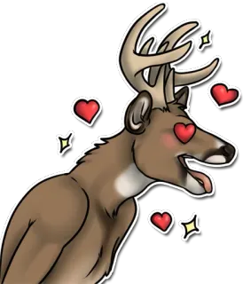 😍 rusa, cinta, hati, hewan, imut, stiker whatsapp sticker