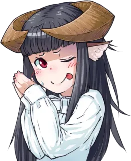 🙏 アニメ, 女の子, 角, 舌, ファンタジー, 可愛い, キャラクター telegram sticker