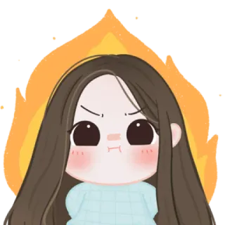 🧁 angry, mad, upset, cartoon, fire, irritated, girl telegram sticker