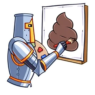 💩 knight, armor, painting, artist, cartoon, humor telegram sticker