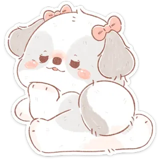 🐶 dog, cute, sticker, puppy, bow, kawaii telegram sticker