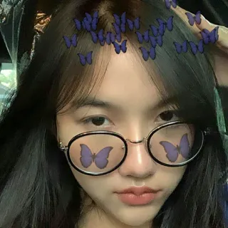 💋 женщина, бабочки, очки, портрет, девушка whatsapp sticker