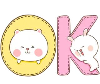 🐽 OK fofo, animais, coelho, urso, ok, kawaii telegram sticker