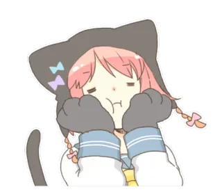 😤 anime, girl, cute, cat, manga, kawaii, sleepy, sad whatsapp sticker