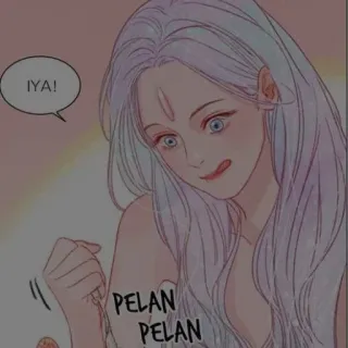 🖤 IYA! PELAN PELAN phụ nữ, hình minh họa, phim hoạt hình, nghệ thuật, bong bóng thoại telegram sticker