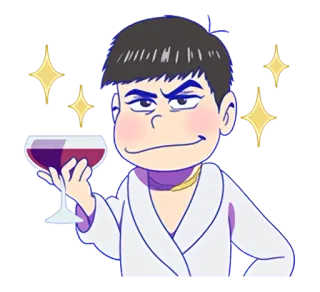 🍷 мультфильм, персонаж, вино, халат, блестки telegram sticker