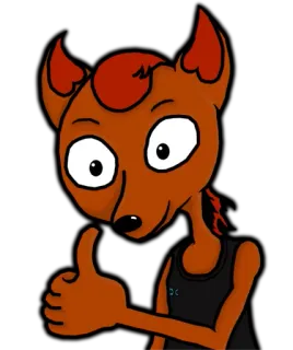 👍 Cartoon, Fuchs, Tier, Daumen hoch, Geste, Figur telegram sticker