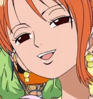 😏 Nami One Piece 动漫, 海盗, 橘色头发, 坏笑, 漫画 telegram sticker