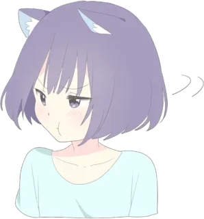 😒 Anime, Schattig, Kattenoren, Meisje, Manga telegram sticker