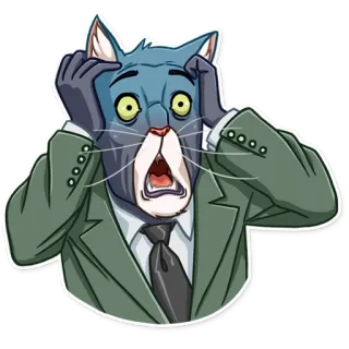 😨 Katze, Geschäftsmann, überrascht, Panik, Cartoon telegram sticker
