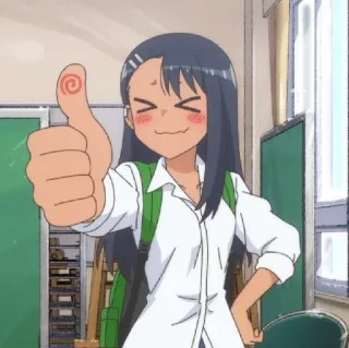 🍬 Nagatoro Don't Toy with Me, Miss Nagatoro Anime, Pouce levé, Dessin animé, Écolière, Nagatoro telegram sticker
