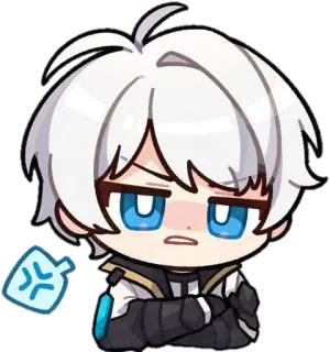 😒 Аниме, Чиби, Белые волосы, Злой whatsapp sticker