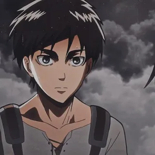 😐 Eren Yeager Attack on Titan anime, boy, teenager, military, manga, serious telegram sticker