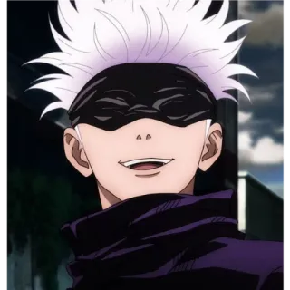 🙂 Gojo Satoru Jujutsu Kaisen Anime, Manga, Gojo Satoru, Jujutsu Kaisen, sorcier, souriant, masque noir, personnage animé telegram sticker