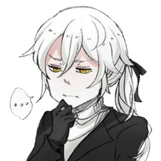 🤔 Anime, Manga, Personaje, Pelo blanco, Guantes, Expresión, Arte digital telegram sticker