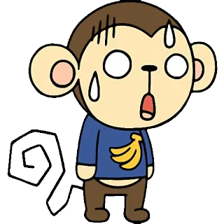 😱 monkey, cartoon, worried, animal, sweat, banana telegram sticker