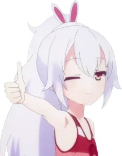 👍 Anime, Chica, Orejas de conejo, Pulgar arriba, Guiño, Lindo whatsapp sticker
