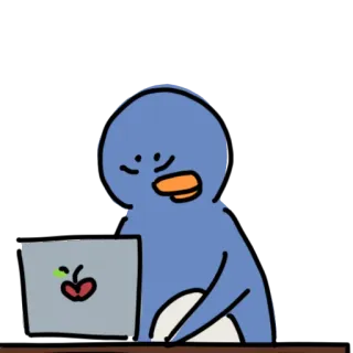 📚 dessin animé, en colère, ordinateur, pingouin, logo Apple, taper telegram sticker