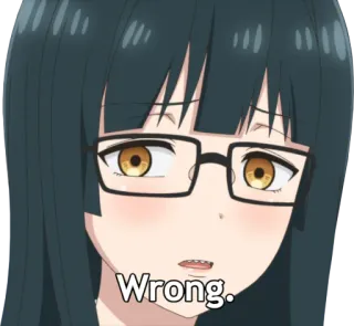 😑 Wrong. anime, kobieta, okulary, źle, poważny telegram sticker