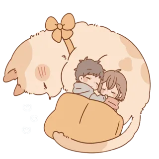 💤 gatto, dormire, coppia, carino, kawaii, animale, amore telegram sticker