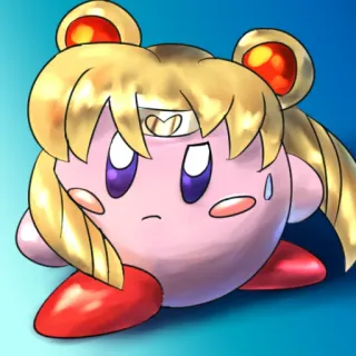 🌕 kirby, sailor moon, mashup, crossover, anime, jeu vidéo, mignon telegram sticker