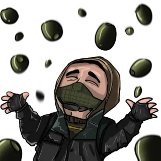 🍸 personaje, pegatina, persona, militar, pasamontañas telegram sticker