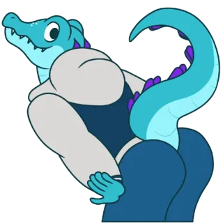 😘 alligator, musclé, anthropomorphe, dessin animé, personnage, animal, reptile whatsapp sticker