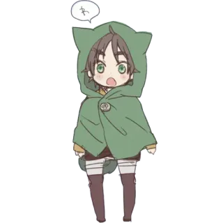 😧 Eren Yeager Attack on Titan あ Anime, Eren Jaeger, L'Attaque des Titans, Chibi, Mignon telegram sticker