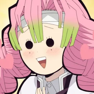 💗 Mitsuri Kanroji Demon Slayer Аниме, Demon Slayer, Мицури Канроджи, Столп Любви, Розовые волосы, Сердечки telegram sticker