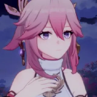 🌙 Yae Miko Genshin Impact 动漫, 原神, 八重神子, 游戏, 角色, 粉色头发 telegram sticker