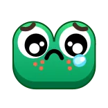 😢 smutny, żaba, płacz, emoji, kreskówka, zielony telegram sticker