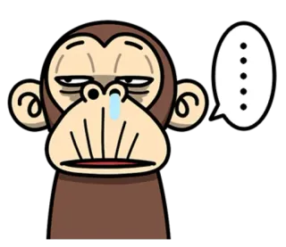 😐 원숭이, 슬픈, 만화, 동물, 이모티콘 telegram sticker