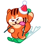 😝 животное, мультик, милый, зима, шапка, лыжи telegram sticker