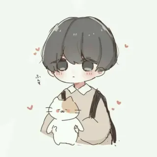 🥺 ふんす anime boy, cat, kawaii, cute, cartoon, pet telegram sticker