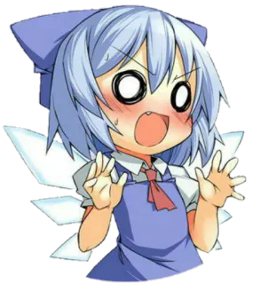 😳 Cirno Anime, Ragazza, Carina, Fata, Touhou, Personaggio telegram sticker