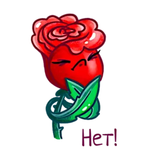 🙅‍♀️ Herl mawar, bunga, kartun, karakter, merah, tanaman whatsapp sticker