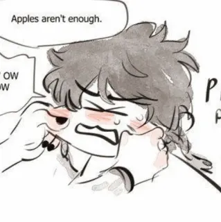 ☁️ Apples aren't enough. kreskówka, postać, jabłka, dialog, komiks telegram sticker